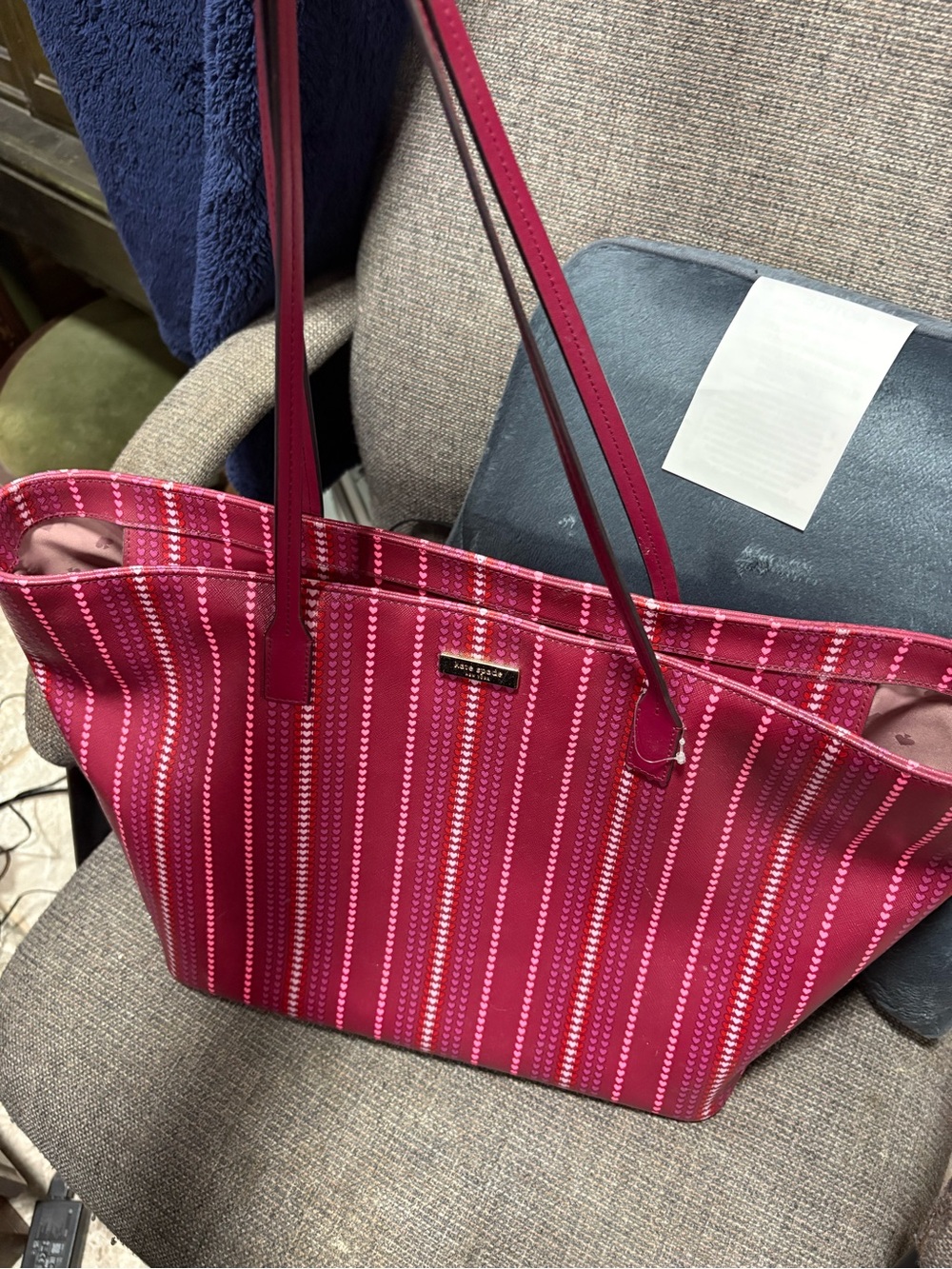 Kate Spade Pink Striped Tote Bag